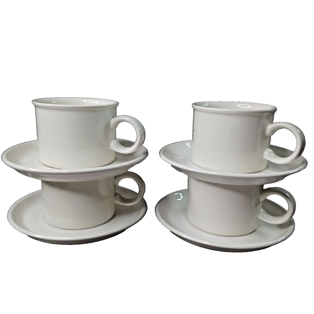 Stonehenge Midwinter White Vintage 4 Cups and Saucers Made in England Smooth #1
